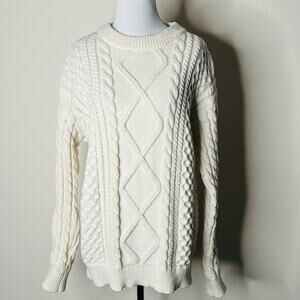Aelfric Eden Cream Fisherman Cable Knit Sweater